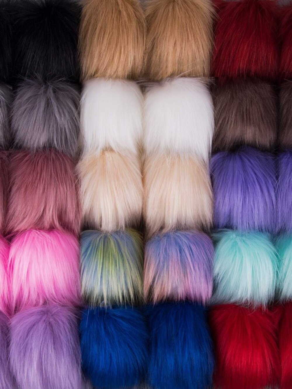 30 Pieces Faux Fur Pom Pom for Hats with Elastic Loop